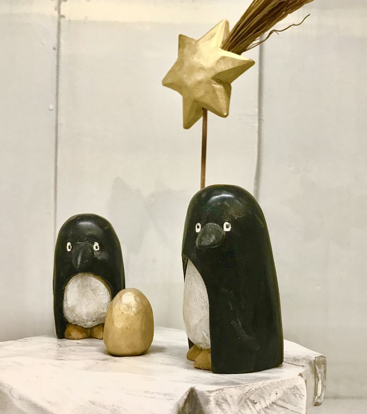 Wooden Penguin Nativity - Golden Egg