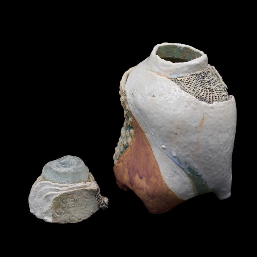 Ceramic Conch Shell with recycled glass lid