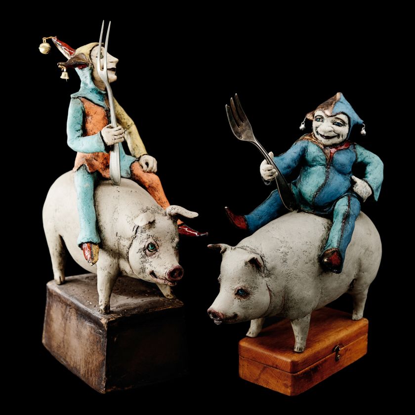 Keramische Skulptur - Fröhlicher Narr