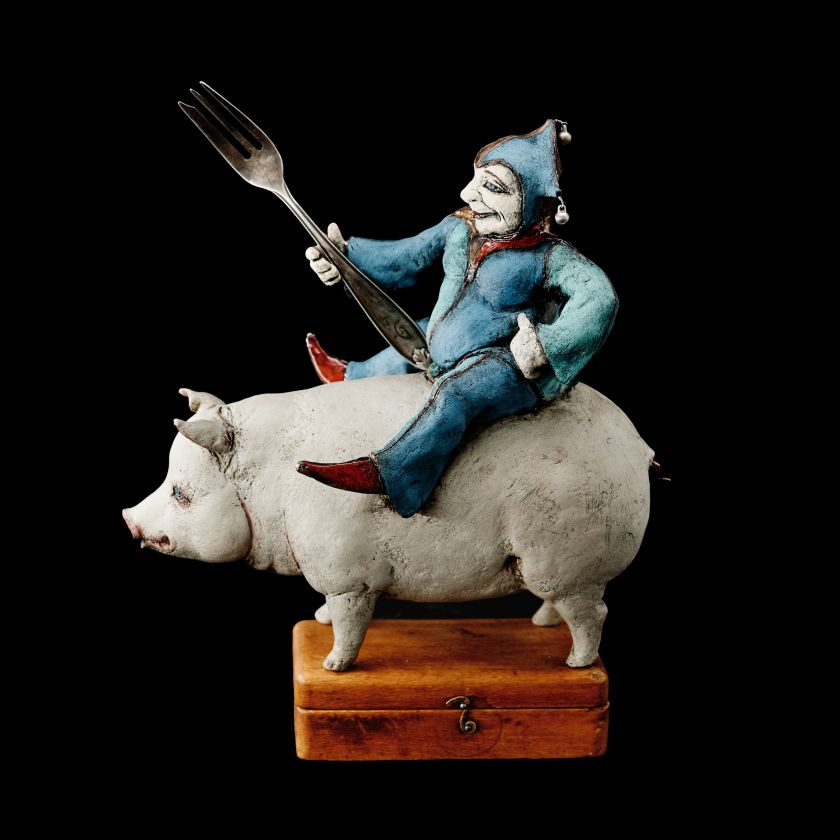 Keramische Skulptur - Fröhlicher Narr
