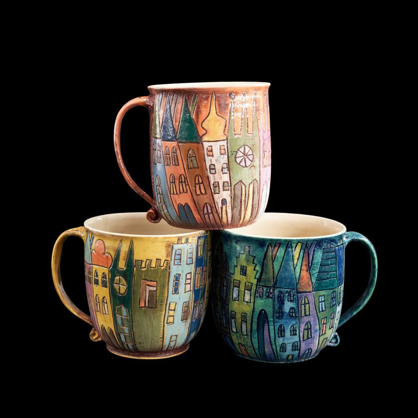 Prague Townhouse ceramic cups - small