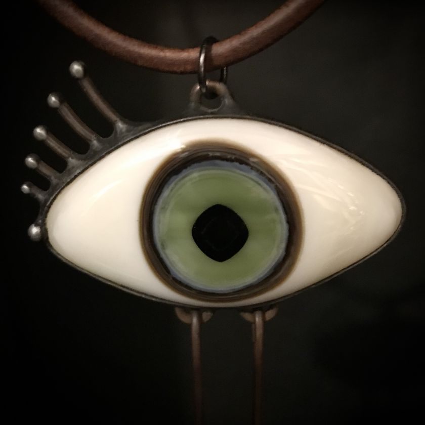 All Seeing Eye Talisman Glass Pendant - green