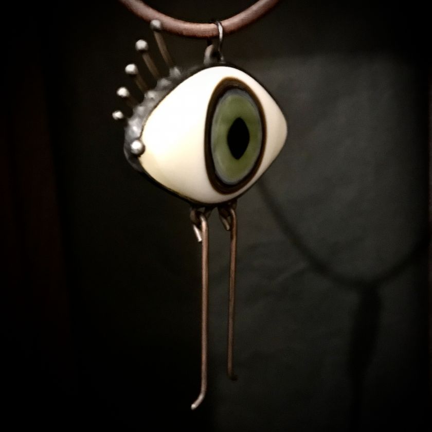 All Seeing Eye Talisman Glass Pendant - green