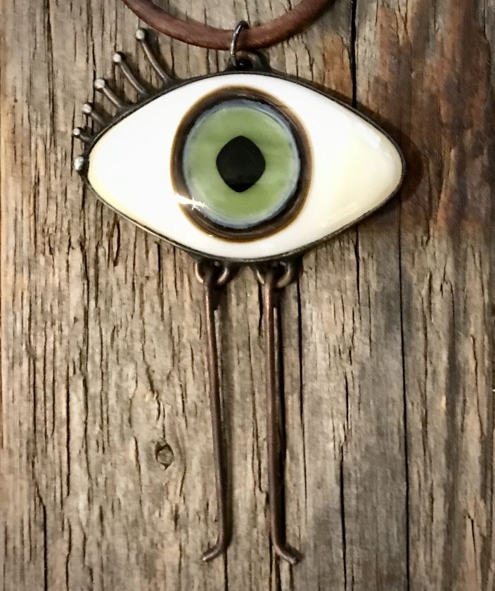 All Seeing Eye Talisman Glass Pendant - green