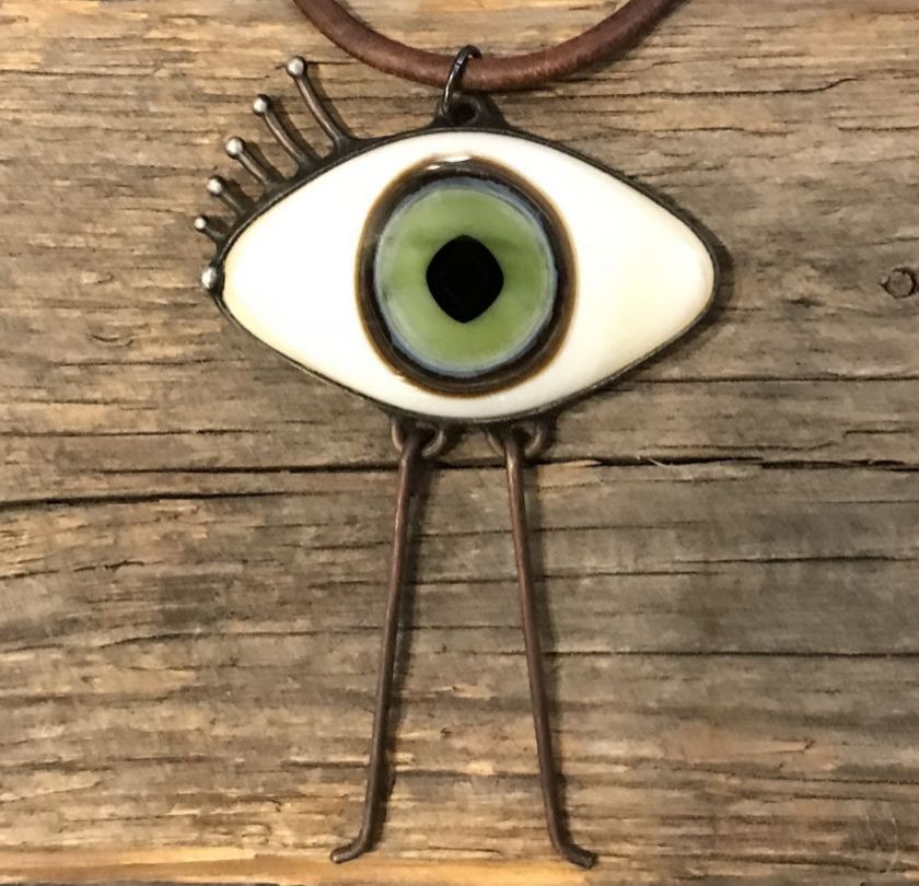 All Seeing Eye Talisman Glass Pendant - green