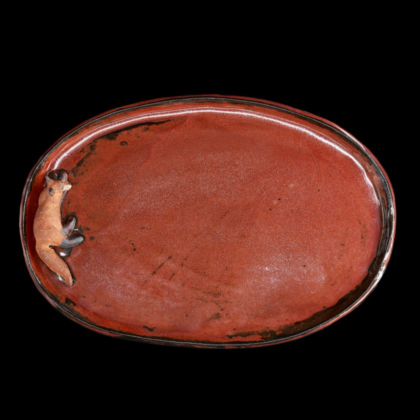 Ceramic plate with animal - flat