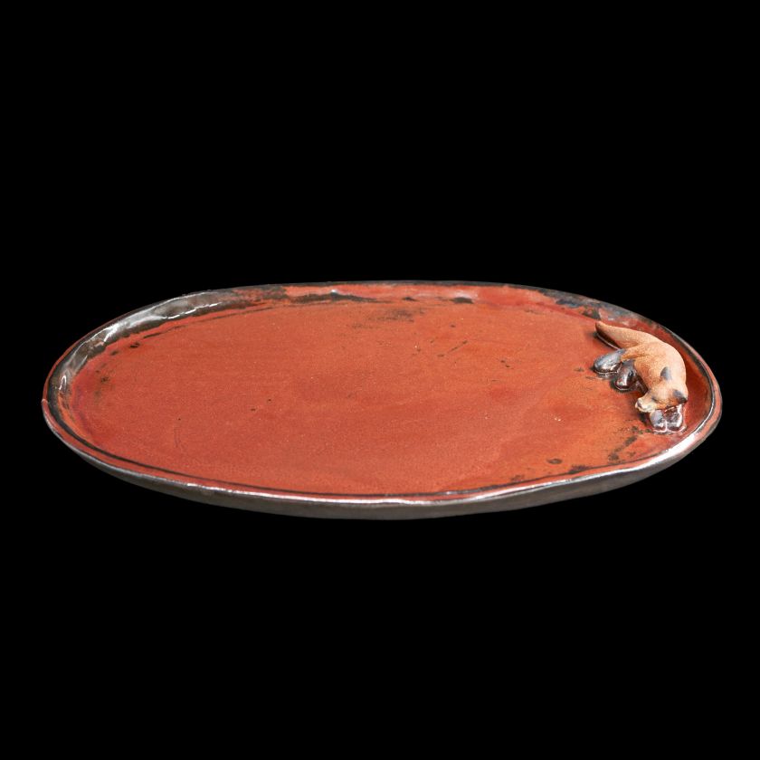 Ceramic plate with animal - flat