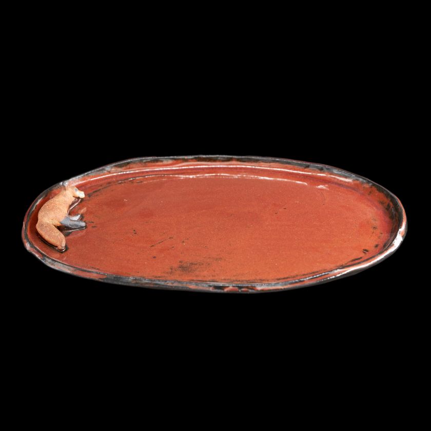 Ceramic plate with animal - flat
