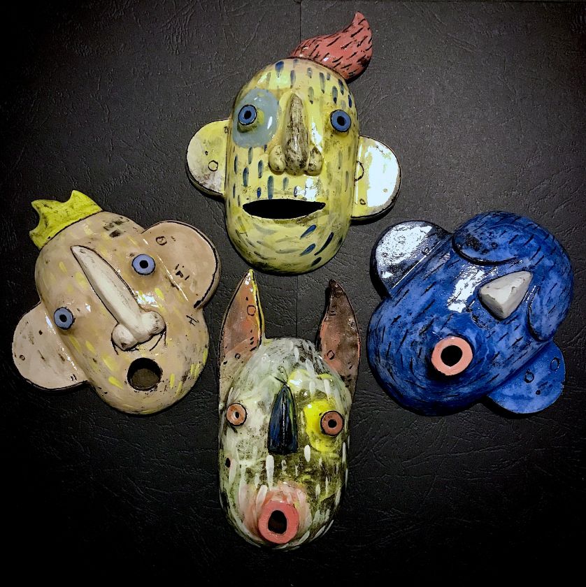 Ceramic wallart - Funky Masks (small)