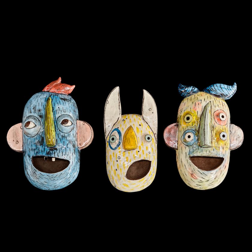 Ceramic Wallart - Funky masks (Large)