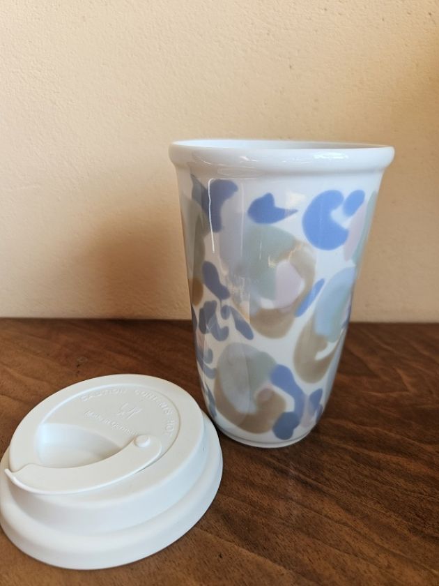 Porcelain insulated mug with lid - Abstract