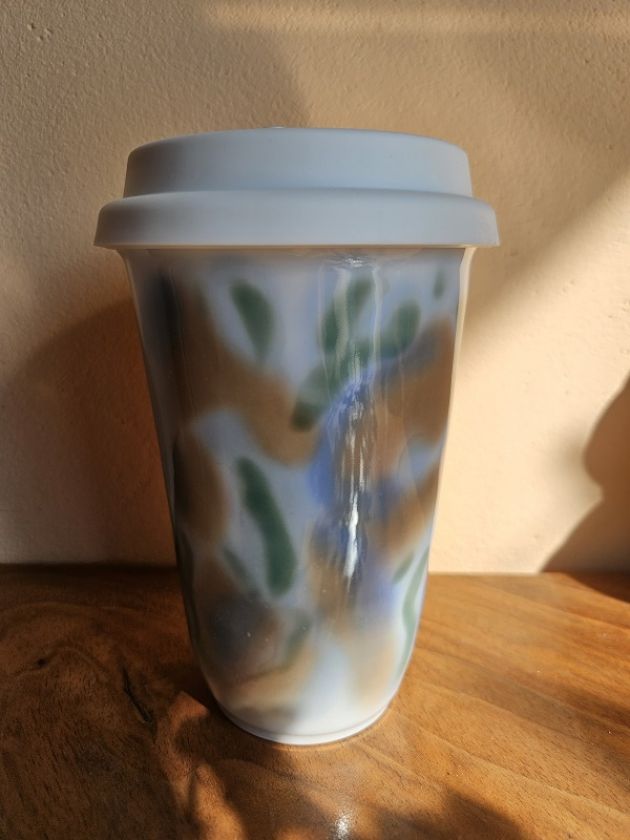 Porcelain insulated mug with lid - Abstract