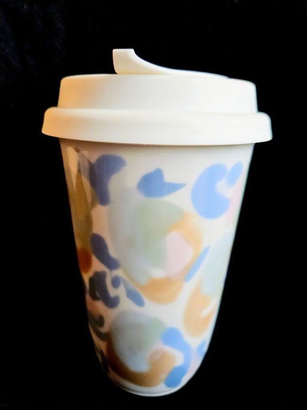 Porcelain insulated mug with lid - Abstract