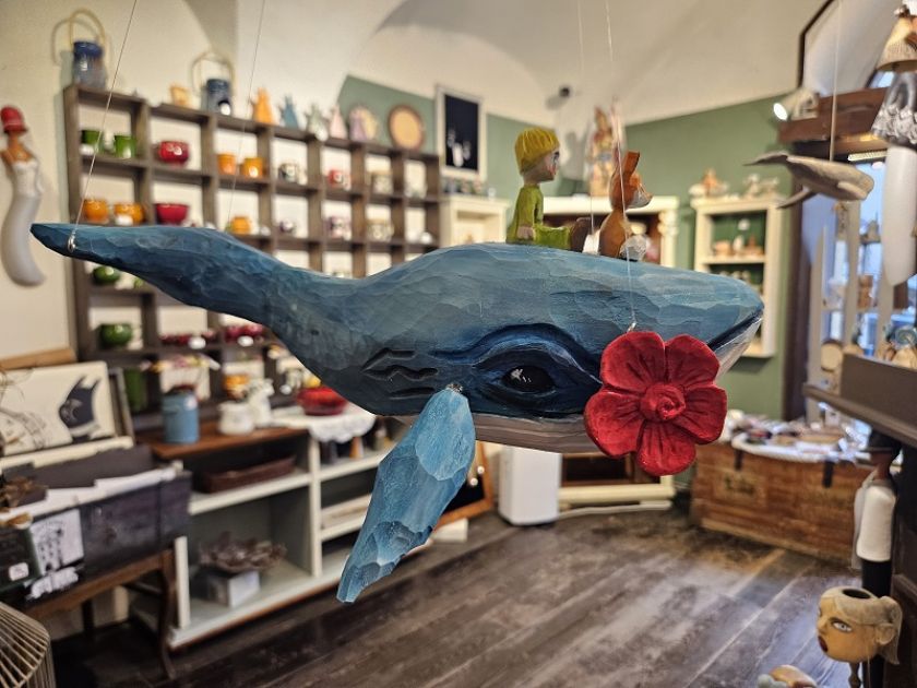 Wooden hand carved Whale