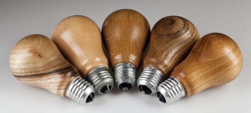 Wooden lightbulbs