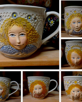 Angel - embossed handmade cup 0.5L