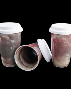 Porcelain insulated mug with lid - Abstract