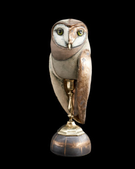 Owl Ceramic Statue with antique stand