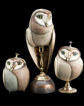 Owl Ceramic Statue with antique stand