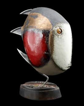Ceramic Fish on Antique Iron Stand