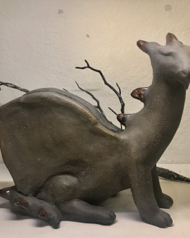 Keramik-Skulptur - Neugieriger Drache