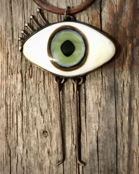 All Seeing Eye Talisman Glass Pendant - green