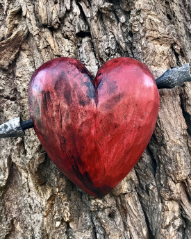 Heart & Arrow - Hand carved wooden wall art