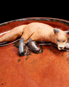 Ceramic plate with animal - flat