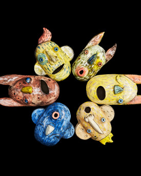 Nástěnná dekorace - Zábavné keramické masky (malé)