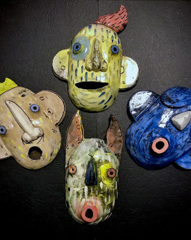 Ceramic wallart - Funky Masks (small)