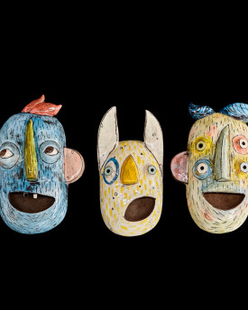Nástěnná dekorace - Zábavné keramické masky (velké)